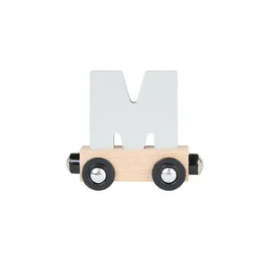 Lettre "M" wagon en bois - gris