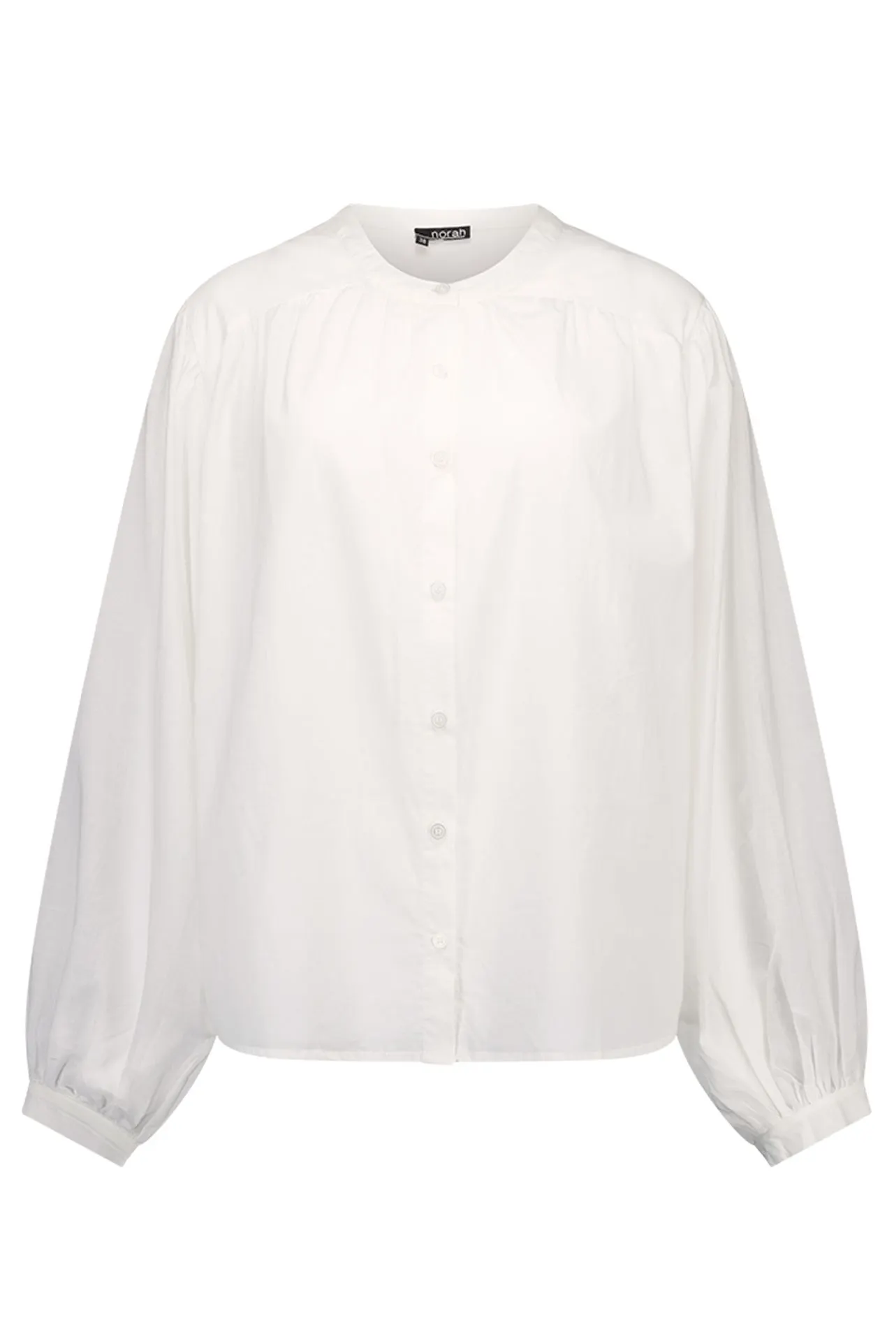 Off-white blouse met ballonmouwen