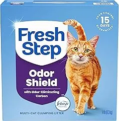 Fresh Step Odor Shield Multi Cat Clumping Cat Litter, 14 lb. | Febreze Freshness, Odor Shield with Ammonia Block Technology, Low Dust, Compatible with Most Automatic Litter Boxes Fresh Step Odor Shield Multi Cat Clumping C…