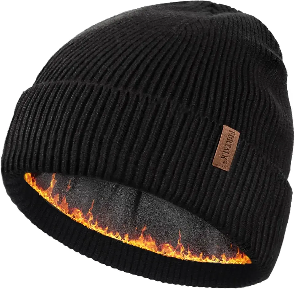 Winter Hats for Men Women Fleece Lined Beanie Warm Cuffed Outdoor Skull Cap