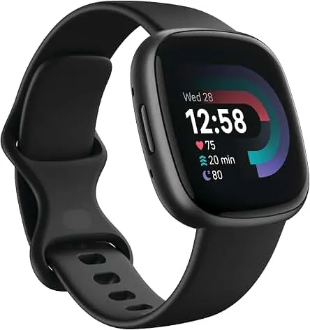 Google Fitbit Versa 4 Fitness Smartwatch, 24/7 Heart Rate - Black/Graphite | Daily Readiness, 3-month Google Health Premium Membership included, GPS, 40+ exercise modes, sleep tracking