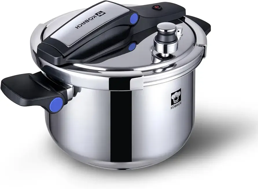 8QT Stainless Steel Pressure Cooker, Olla de presion, Cooking Pressure Cooker, Compatible with Induction and Gas Stovetops, Dishwasher Safe, One-Hand Opening Design
