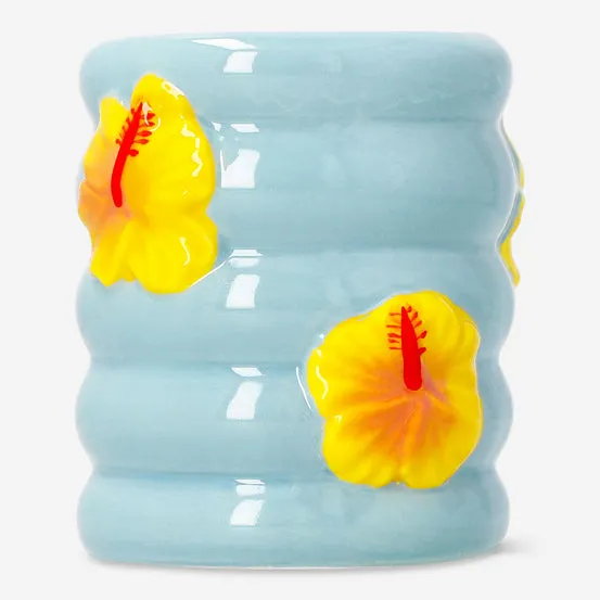 Ceramic tooth mug - Hibiscus flower print