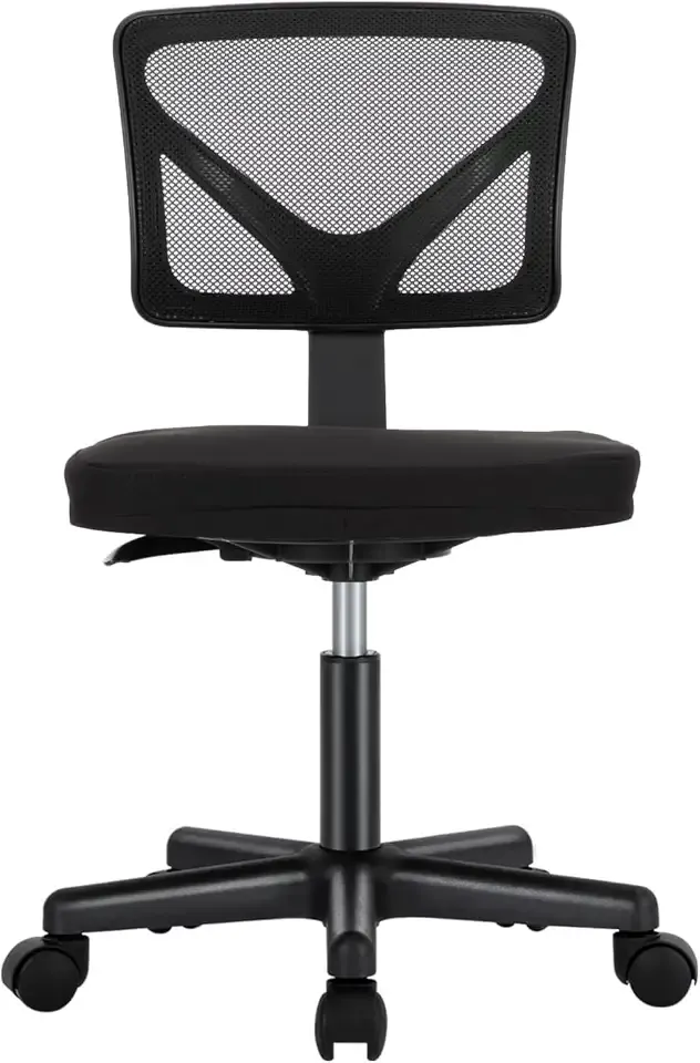 Sweetcrispy Small Office Desk Chair, Ergonomic Low-Back Mesh Rolling Work Swivel Chairs with Wheels, Armless Comfortable Seat Lumbar Support for Home, Bedroom, Study, Student, Adults,Classic Black