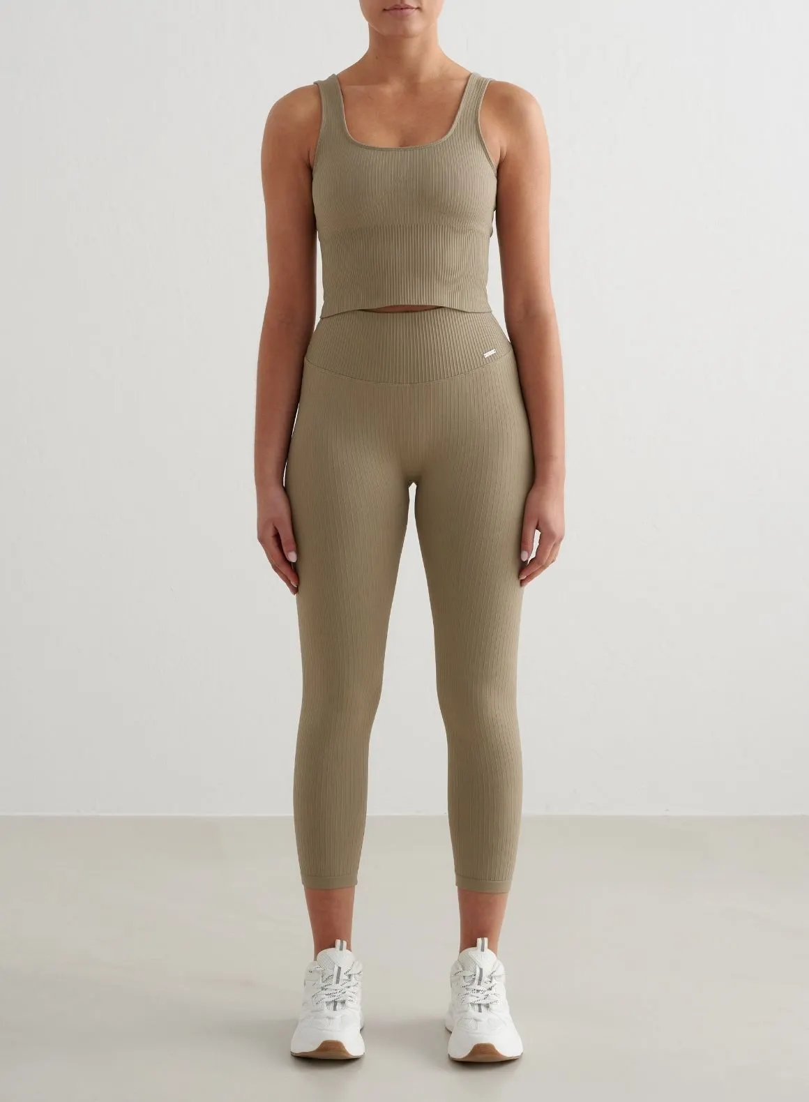 Green Tea Ribbed Seamless Tights 7/8