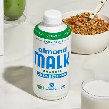 MALK Organic Almond Milk - Unsweetened, 28 oz