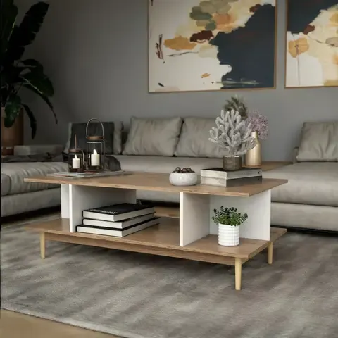 Mesa de Centro Top Living Bari Rectangular Lateral Nórdica