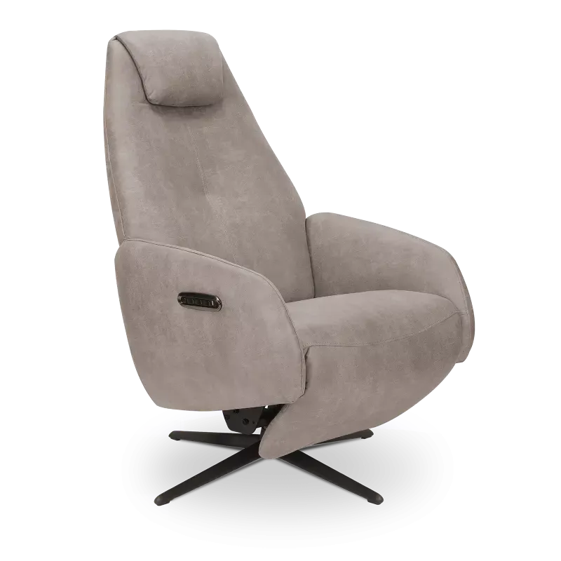 Relaxfauteuil (elektrisch/zwart) Davoli - Microleder Oxx Lichtgrijs