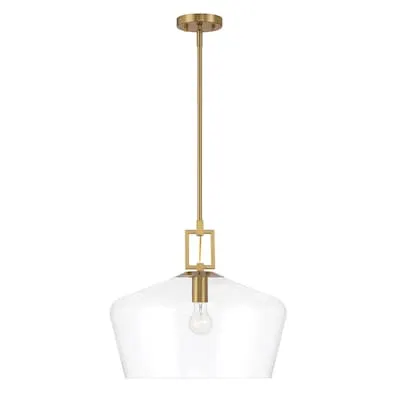 Annabeth 1 -Light Black Traditional Clear glass Cylinder Small Hanging Pendant Light