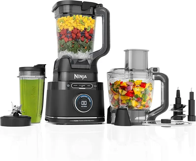 Kitchen System | All-in-One Food Processor & Blender | With 8-Cup Bowl & (1) 24 oz. To-Go Cup | For Smoothies, Cookie Dough, Salsas, Cole Slaw & More | 1800 Watt | Black | TB401