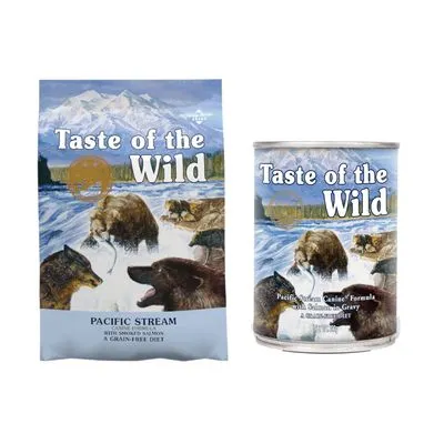 Croquettes Taste of the Wild pour chien 12,2 kg + aliment humide 390 g : 15 % de remise ! Pacific Stream 12,2 kg + Pacific Stream Canine 390 g