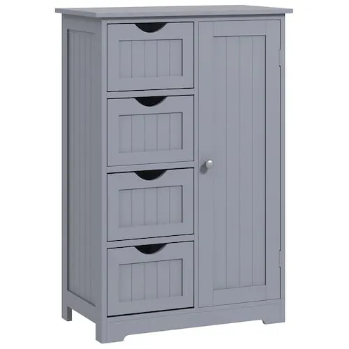 22-inch W of 4 Drawers Free Standing Bathroom Floor Cabinet with Adjustable Shelf in Grey