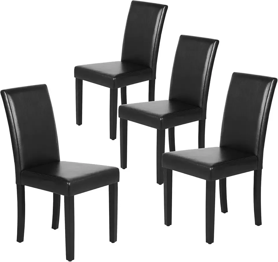Yaheetech Dining Chairs Set of 4 Upholstered Kitchen Chairs Black