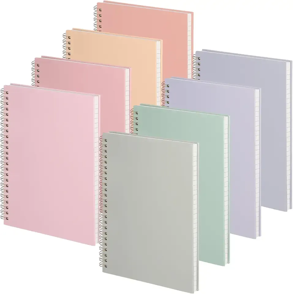 Fuutreo 8 Pack Hardcover Spiral Notebook A5 5.7'' x 8.5'' College Ruled Spiral Journal Notebook 80 Sheets/ 160 Pages 8 Color Waterproof Cover Ruled Paper for Office School Work Supplies