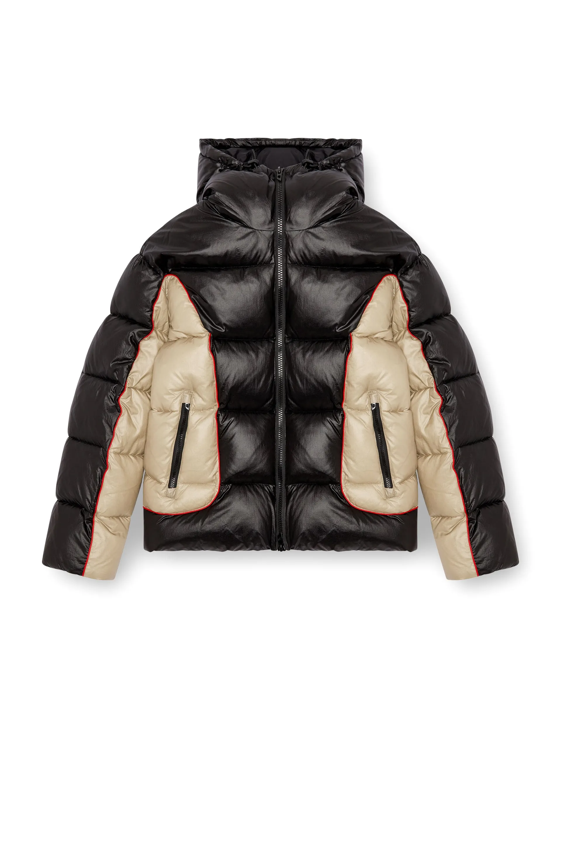 Hooded puffer jacket in shiny ripstop