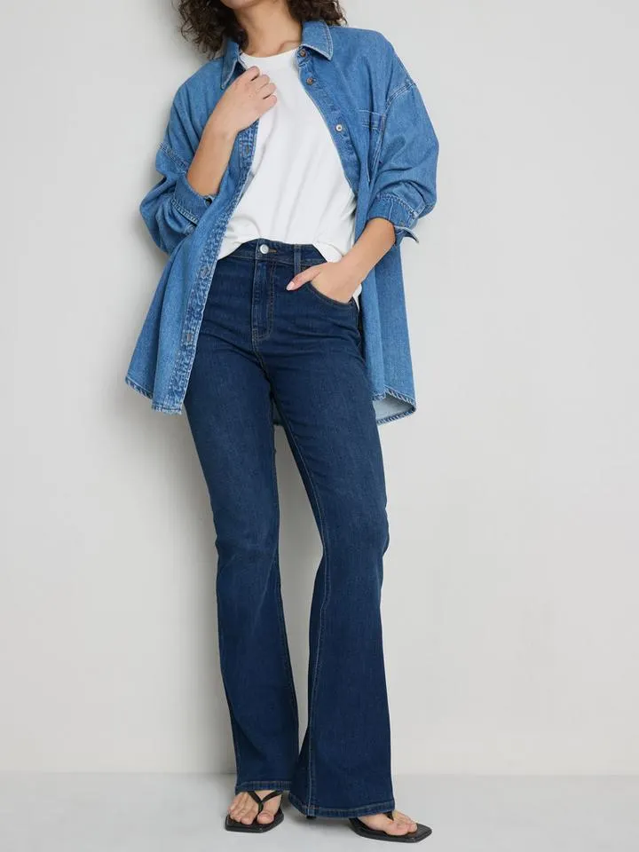 Jean évasé en denim de coton