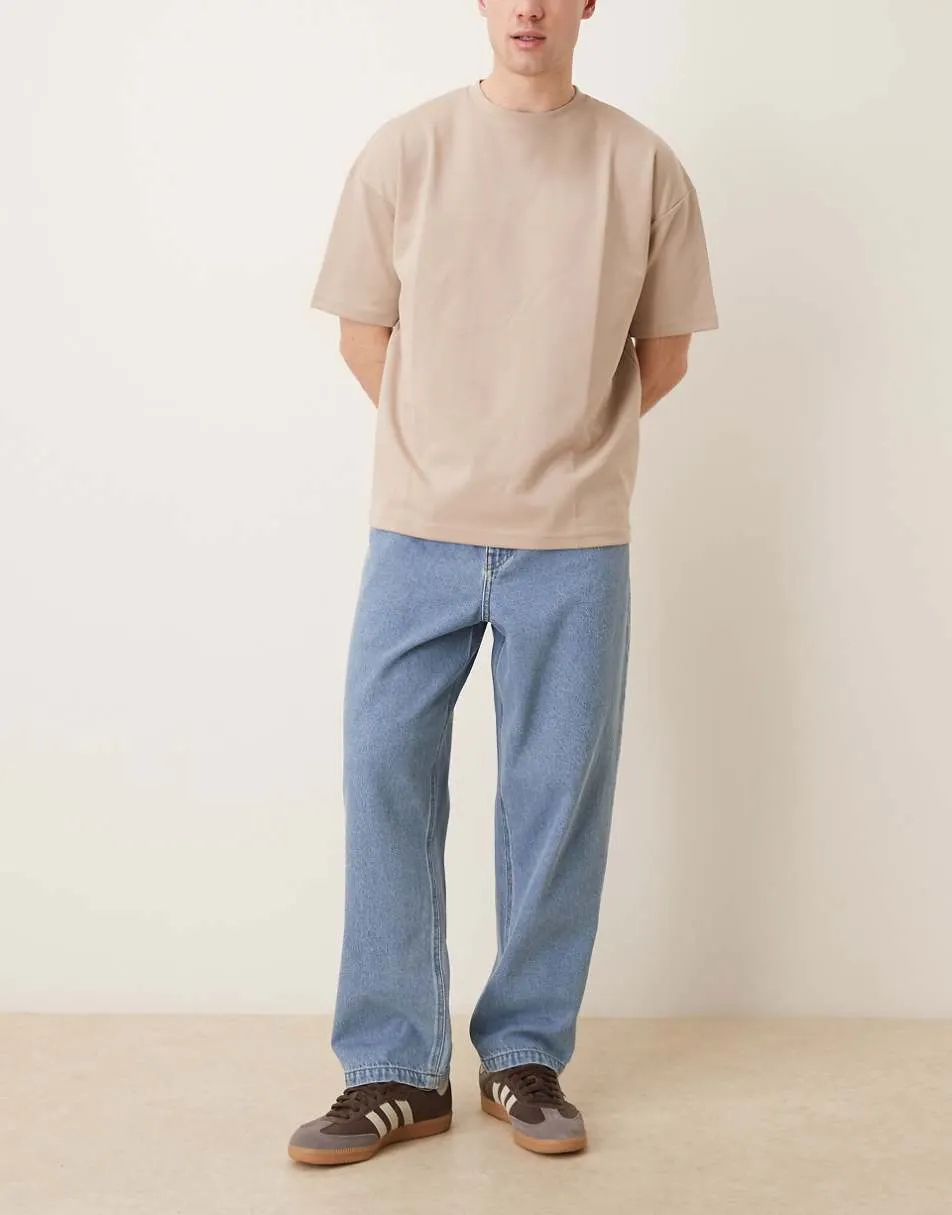 ASOS DESIGN relaxed tapered in light wash blue