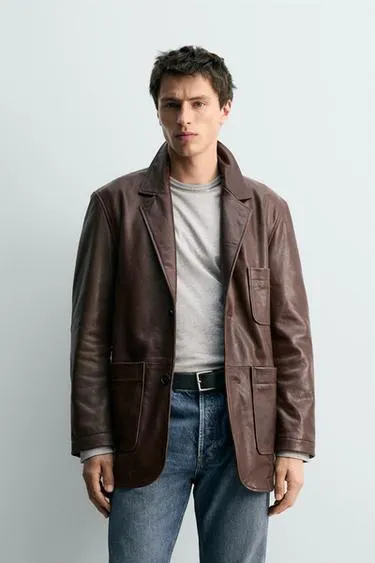 RELAXED FIT LEATHER JACKET