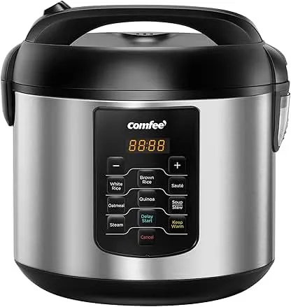 COMFEE' Large Rice Cooker with 8-Functions, 10-Cups Uncooked Rice | rice maker, steamer, saute, warmer, 8 one-touch programs for brown rice, quinoa and oatmeal COMFEE' Large Rice Cooker with 8-Functions, 10-Cups Un…