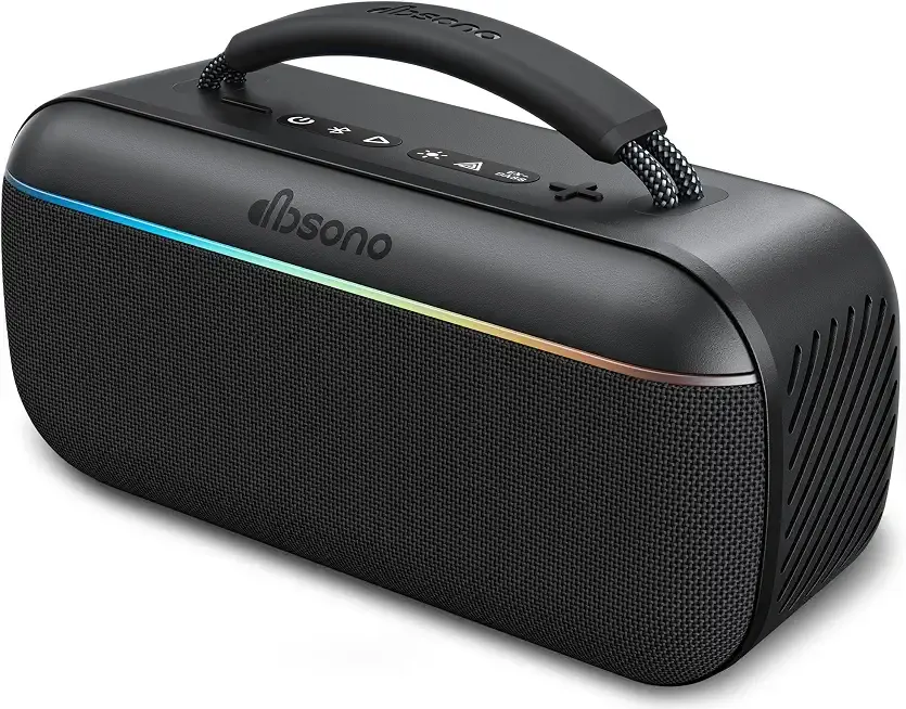 dbsono Bluetooth Speaker Portable Wireless, 100W Peak, Bluetooth 6.0, Black | SoundPulse 2.0, Bass Boost, USB-C Audio, Multi-Speaker Pairing, Waterproof, TWS stereo for indoor and outdoor listening