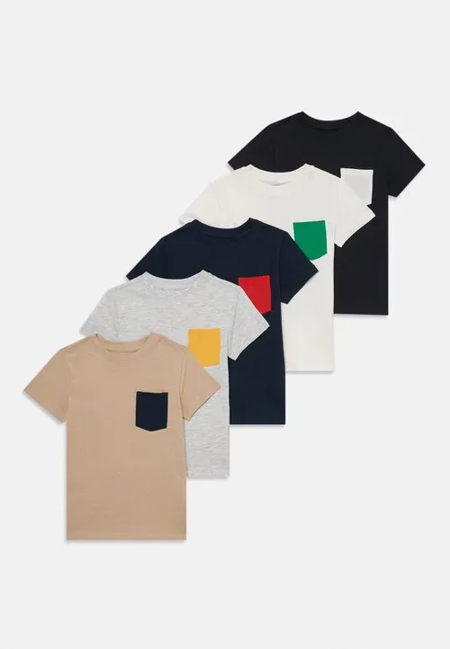 UNISEX 5 PACK - T-shirts - light grey/tan/dark blue