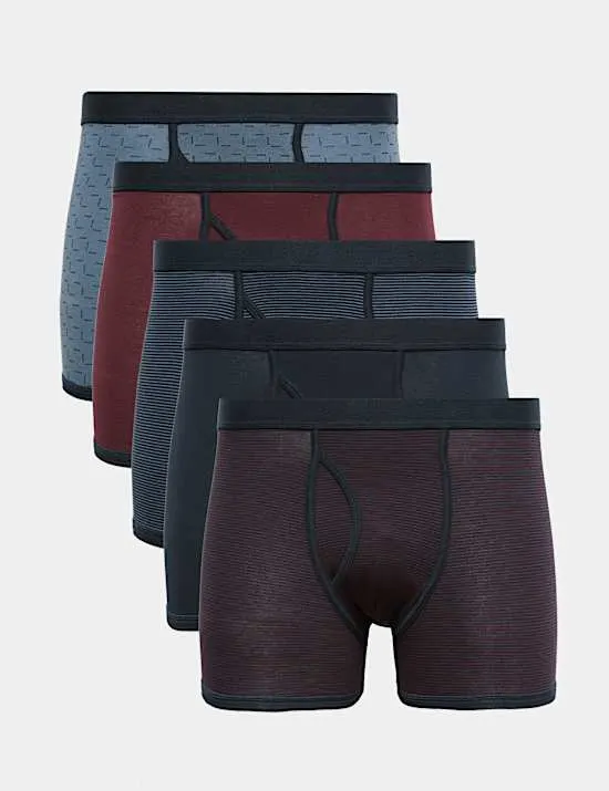 5er-Pack gestreifte Stretch-Shorts aus reiner Baumwolle