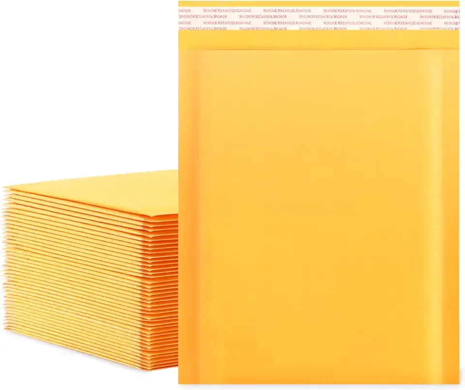 packbabol Kraft Bubble Mailers 8.5x11 Inch 50 Pcs,Small Self-Sealing Mail Shipping Bags,Yellow Padded Envelopes #2