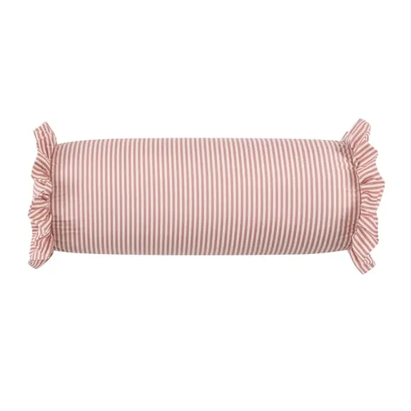 Best seller Home Decor Collection 8" x 20" Pink Striped Ruffle Bolster Decorative Pillow $9.96