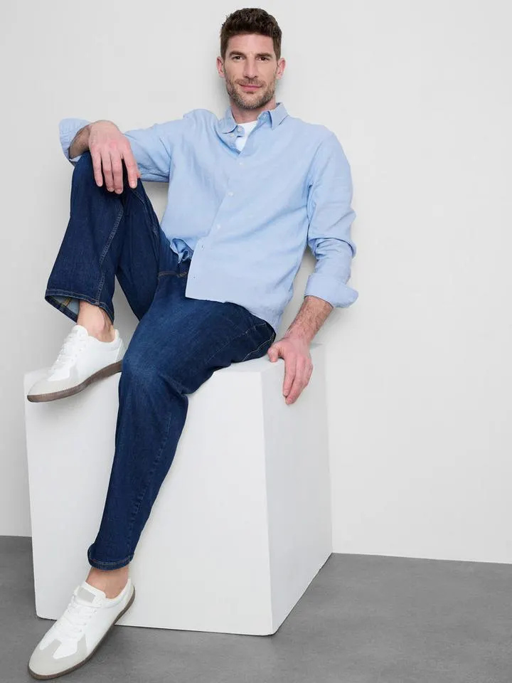 Chemise à manches longues en lin mélangé