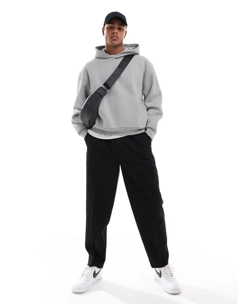 ASOS DESIGN essentials boxy relaxed hoodie in grey marl