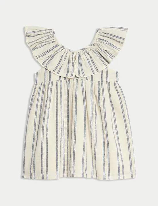 Gestreiftes Kleid aus reiner Baumwolle (0–3 Jahre)