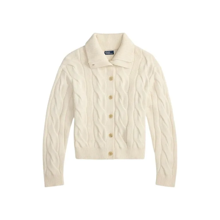 Cable Wool-Cashmere Cardigan - Hvit