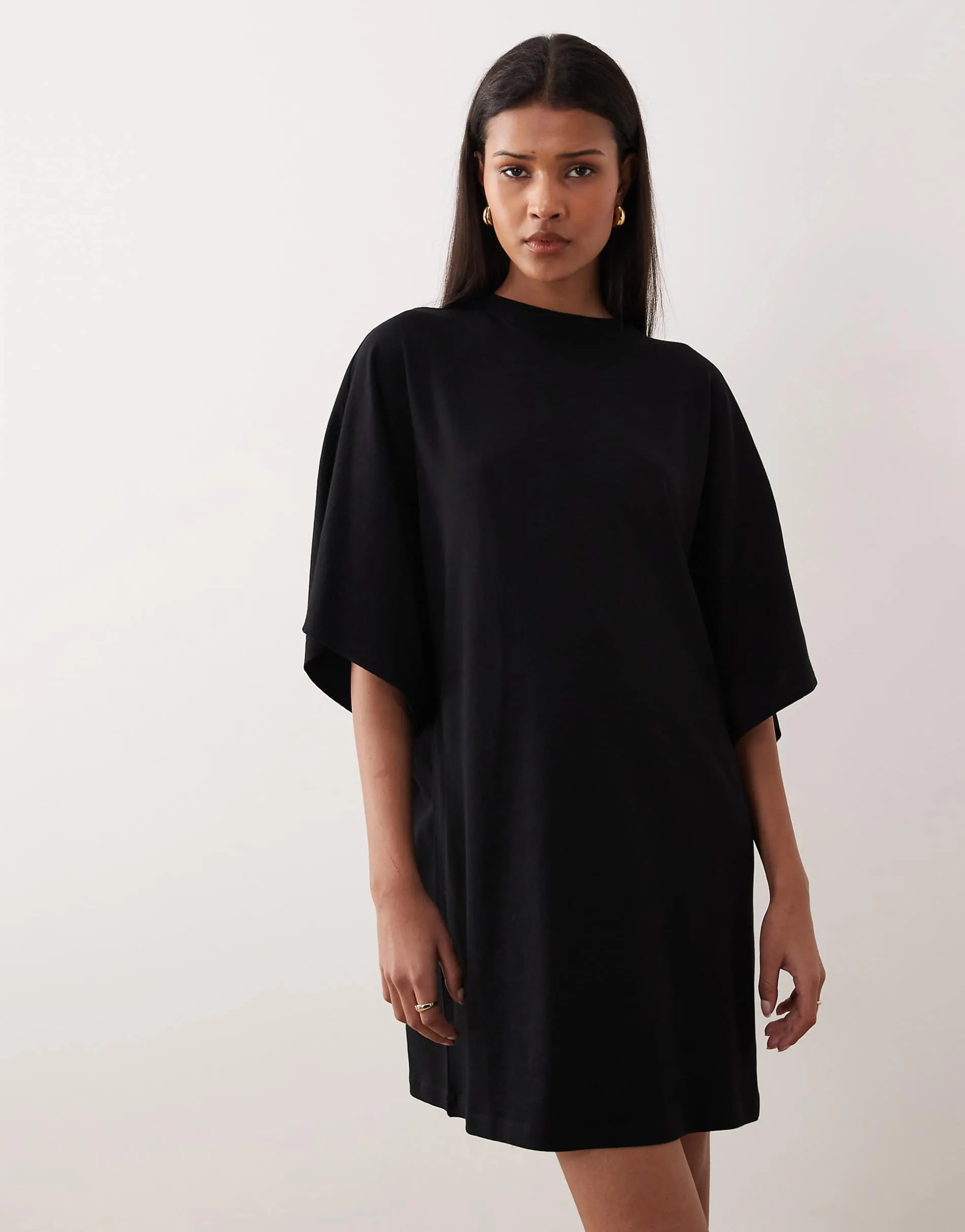 ASOS DESIGN batwing T-shirt mini dress in black