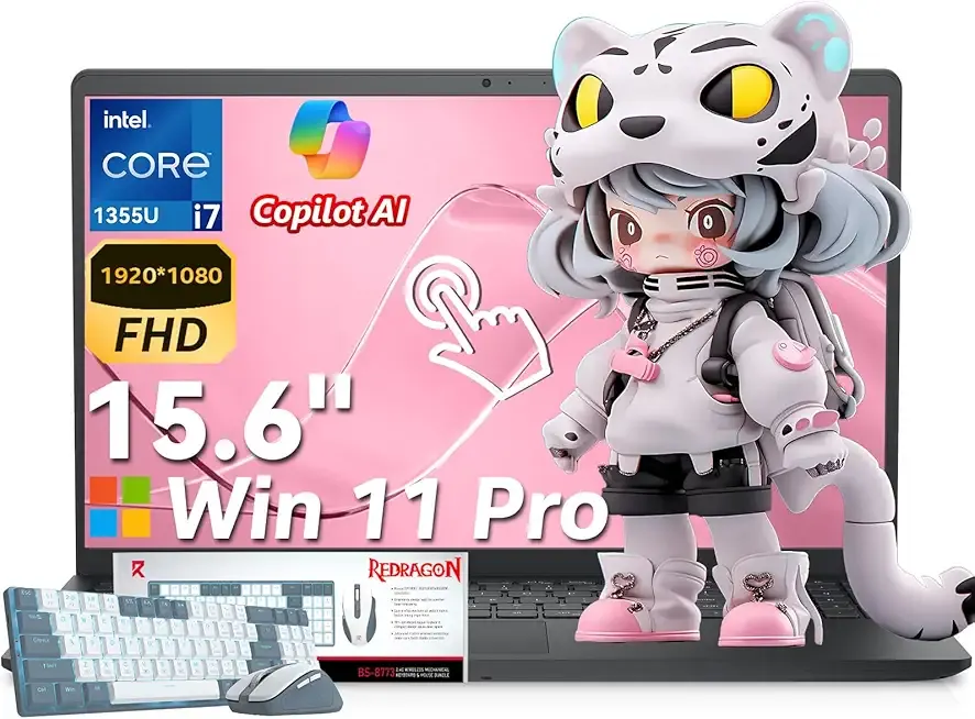 15 Laptop DC15250 Touchscreen Laptop for Business & Home, Intel Core i7-1355U(10-Core, Up to 5.0GHz), 15.6" FHD Touch, 32GB RAM, 1TB PCIe SSD, WiFi6, Numeric Keypad, Copilot AI, Windows 11 Pro