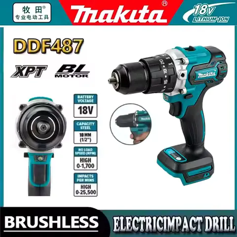 Makita DDF48718V Brushless Driver Drill 2-Speed 10mm Keyless Chuck Power Tool for Woodworking Metal Drilling Household DIY