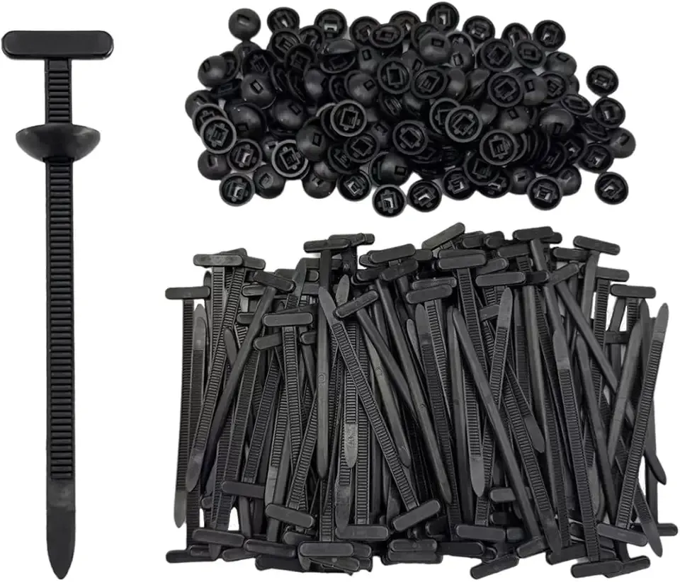 150Pcs Nylon Universal Cable Tie Buckle, Zipper Clips for Cars, T Style Zip Ties Button Fixion Tools, Automotive Plastic Rivet Push Pin, Auto Body Parts Trim, Bumper Retainer Fender Liner Door Panel