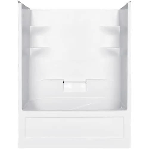 Belaire 32.5" D x 60" W x 78" H 4-Shelf Acrylic 1-Piece Right Hand Drain Tub & Shower in White