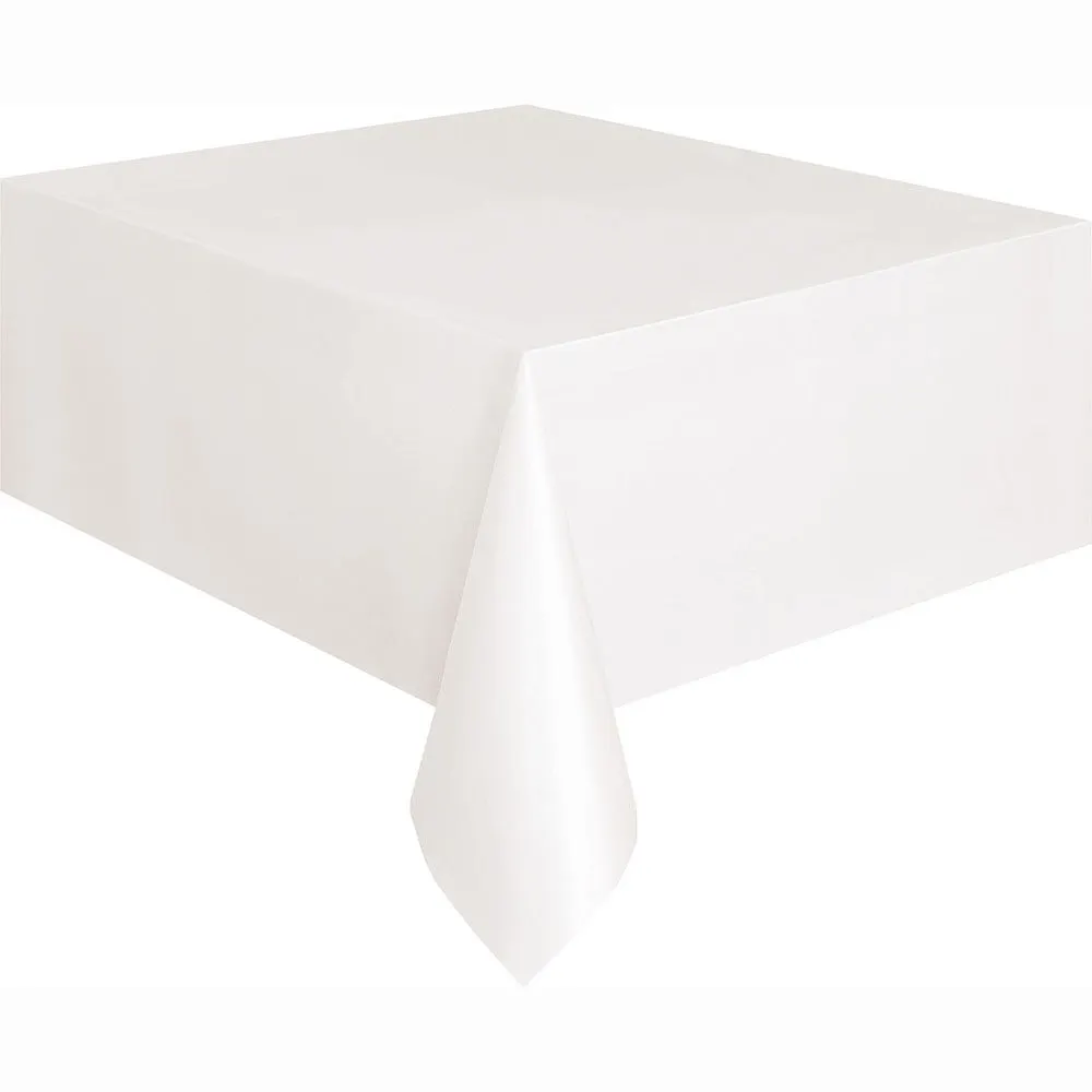White Plastic Tablecloth, 54x108 in