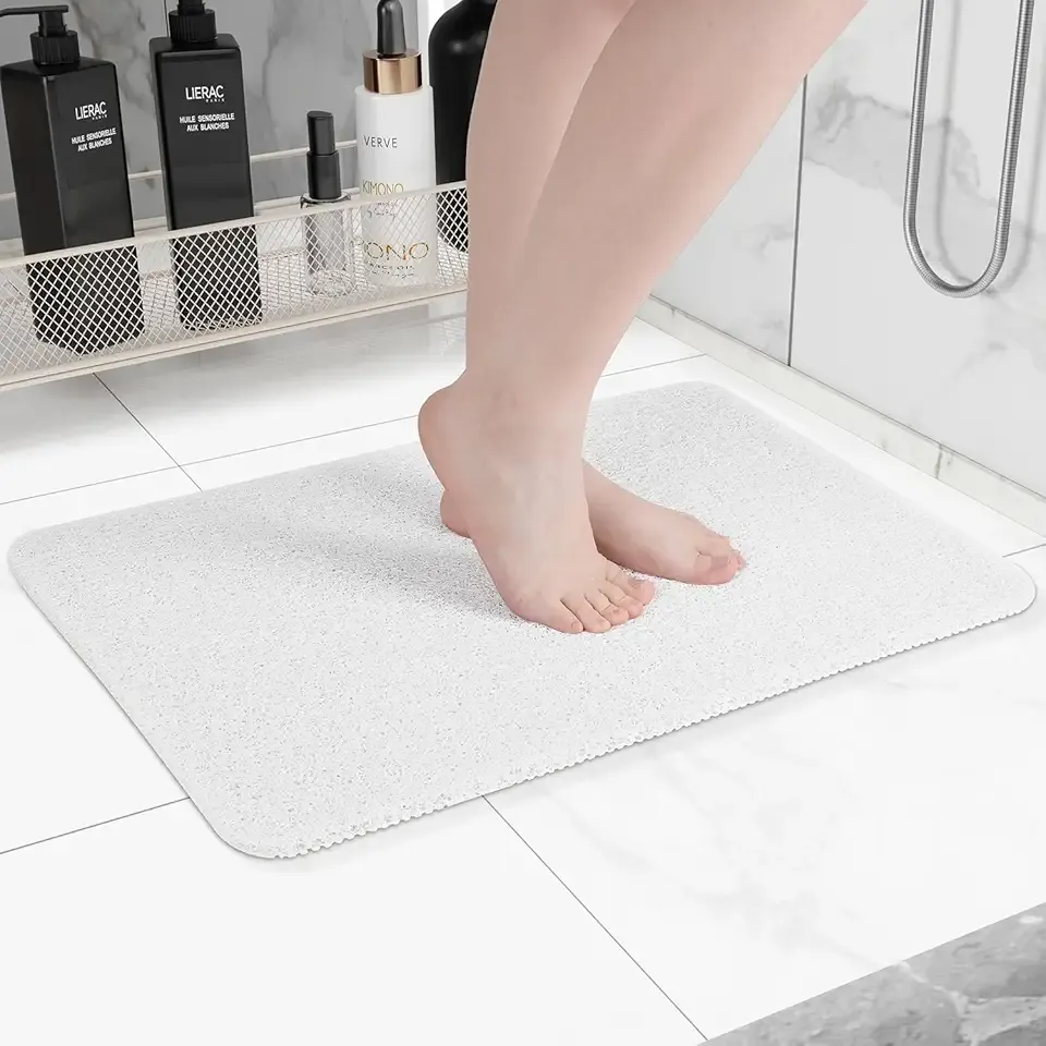 Hargiis Non-Slip Bathtub Mat, Anti Slip Shower Mat, Fast Drying Bathtub Mats, Foot Scrubber Mat, Anti Slip Mat for Tub, Floor, Bathroom, Kitchen, Home, Hotel (White 24"×16")