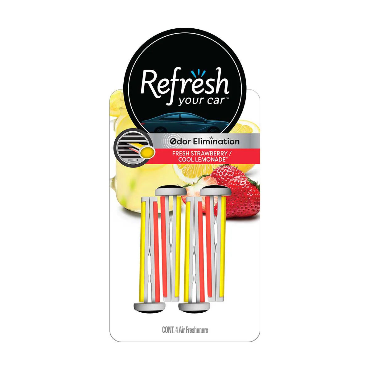 Refresh Your Car! Air Freshener, Fresh Strawberry/Cool Lemonade Scent, 4 ct