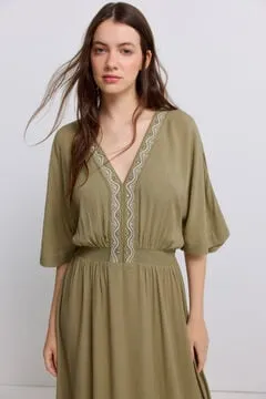 Vestido midi bordado abalorios