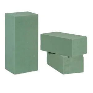 Pack 24 Bloques Espuma Floral, Esponja Arreglos Florales, Ladrillo Flores Naturales Bodas, 7,5x20x10cm, Verde