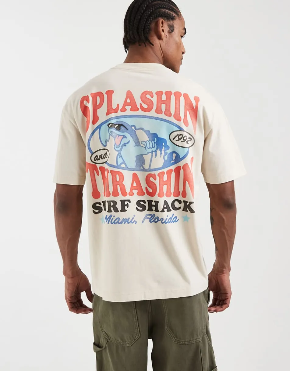 Hollister back graphic t-shirt in cream