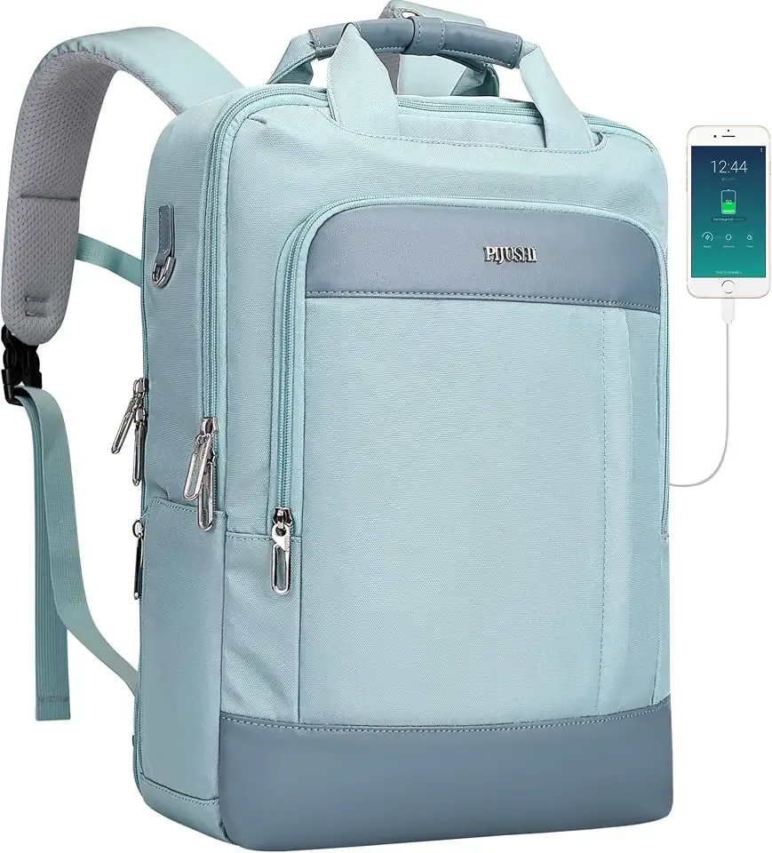 PIJUSHI Slim Laptop Backpack for Travel, Carry On Daypack Fits 16" Laptop