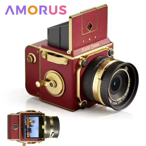 Vintage Digital Camera 64MP 2.7K Retro Point and Shoot Camera with Autofocus 2.0 inch 16X Zoom HD Video Camera with Manual Crank