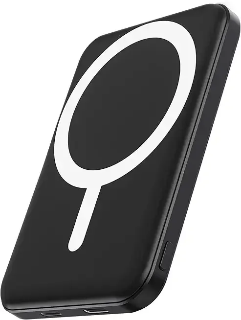 podoru for Magsafe Battery Pack, 5000mAh Magnetic Power Bank with Type-C Cable 20W PD Fast Charging Lighting Input Wireless Portable Charger for iPhone 17/16/15/14/13/12/ All Series-Black