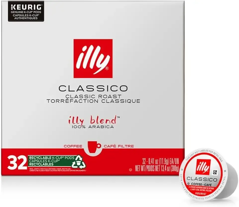 Illy Coffee K Cups - Pods For Keurig Machines – Classico Roast - Caramel, Orange Blossom & Jasmine - Mild, Flavorful & Balanced Flavor - No Preservatives – 32 Count