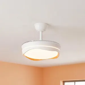 Ventilador de techo con luz silencioso DC 20W con mando ø92 cm Atlas CRISTAL RECORD marrón y blanco luz cálida/neutra/fría 3 aspas| 7 velocidades| modo verano/invierno| brisa| recomendado para <13m²
