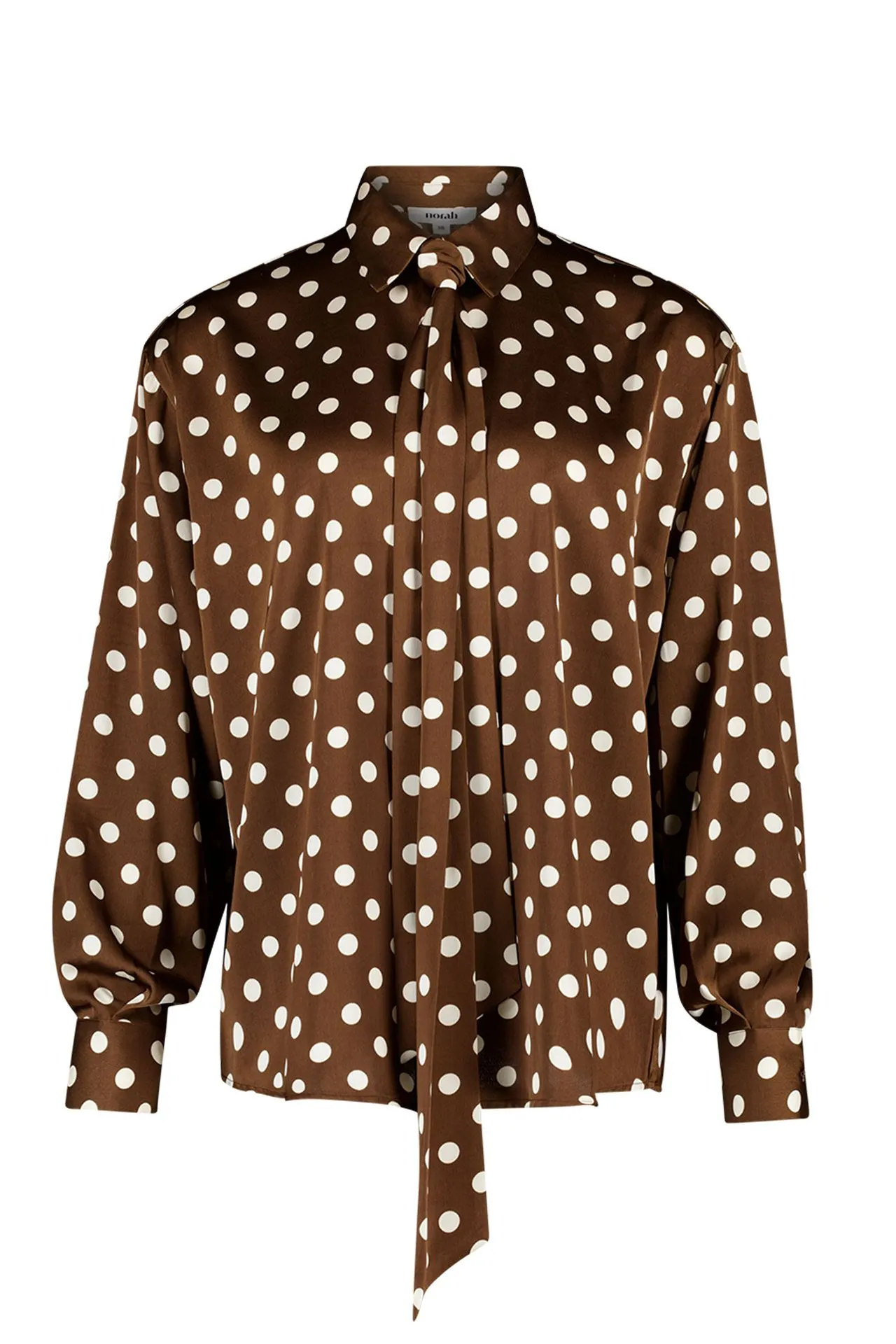 Bruin/ecru polkadot blouse