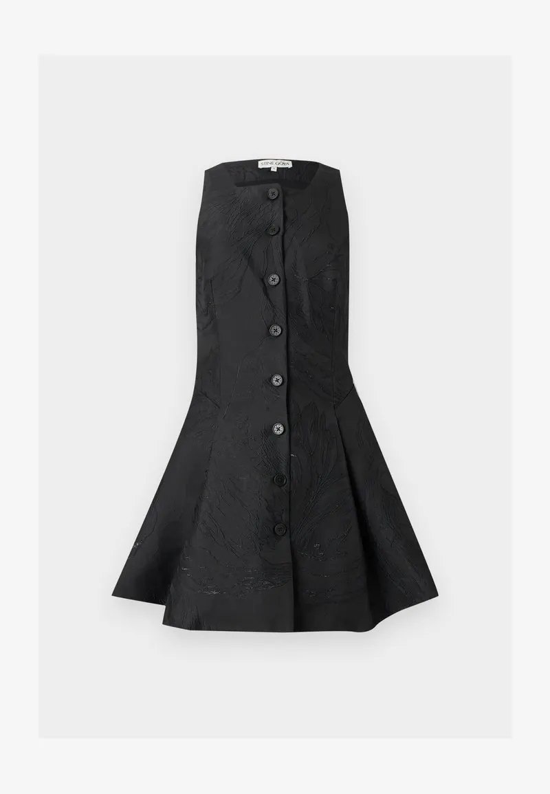 WOVEN BUTTON UP MINI DRESS - Cocktailkjole - black